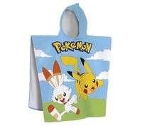 Pokemon Grass Cape de Bain Enfant | 100% Coton | OEKO-TEX | 60x120 cm | Imprimé | Bleu Ciel