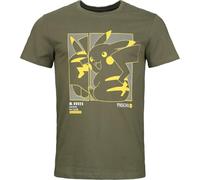 Pokémon Green Pikachu Homme T-Shirt Manches Courtes Vert foncé L 100% Coton Regular/Coupe Standard