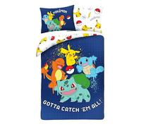 Halantex Parure de lit enfant réversible Pokémon 140×200 cm taie 70×90 cm Pikachu