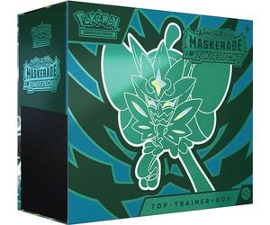 Pokémon Jeu de Cartes à Collectionner : Coffret Dresseur Haut de Gamme Karmesin & Pourpre - Mascarade au crépuscule (1 Carte Promo Plein écran avec Masque Vert Turquoise, 9 boosters et Accessoires de