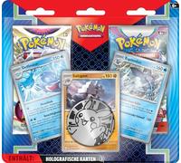 Pokémon Jeu de Cartes à Collectionner : Lot de 2 blisters améliorés (3 Cartes holographiques, 1 pièce et 2 boosters)