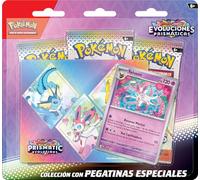 Pokémon- Juego de Cartas Coleccionables Collection avec Autocollants spéciaux, Púrpura-Evoluciones Prismáticas, Multicolore