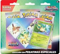 Pokémon- Juego de Cartas Coleccionables Leafeon Collection avec Autocollants spéciaux, Púrpura-Evoluciones Prismáticas, Multicolore