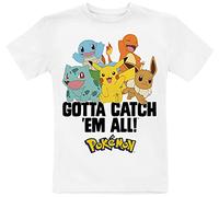Pokémon Kids Gotta Catch 'Em All T-shirt unisexe Blanc Anime, Fan-Merch, Gaming, Pikachu, Blanc., 6 ans