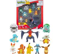 PoKéMoN Lot de 10 Figurines - 5-11 cm - Garchomp, Pikachu, Charmander, Squirtle, Bulbasaur, Eevee, Scorbunny, Cubone, Wooloo & Riolu - Dernière 2022 - Officiel Toys