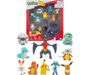 PoKéMoN Lot de 10 Figurines - 5-11 cm - Garchomp, Pikachu, Charmander, Squirtle, Bulbasaur, Eevee, Scorbunny, Cubone, Wooloo & Riolu - Dernière 2022 - Officiel Toys