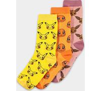 Pokémon - Lot de 3 chaussettes Pikachu/Glumanda/Evoli