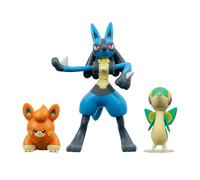 Pokémon Lot de 3 Figurines de Combat Comprend des Figurines de Combat Snivy et Pawmi de 5,1 cm et Lucario de 7,6 cm