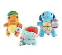 Pokémon Lot de 3 peluches de Noël de 20,3 cm - Charmander, Squirtle, Bulbasaur - Génération 1 - Sous licence officielle - Jouets en peluche doux - Cadeau pour enfants, garçons, filles, fans - 2 ans et