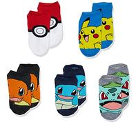 Pokémon Lot de 5 chaussettes Pokémon pour garçon No Show Multicolore Taille 39-41 Convient aux pointures 39-42