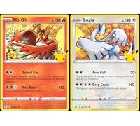 Pokémon - Lot de cartes de célébration Lugia & Ho-oh - Feuille holographique légendaire - 022/025 & 001/027 - 4 cartes à collectionner
