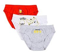 Pokémon, Lots de 3 Slips, Garçon (FR/ES, Âge, 6 Ans, 8 Ans, Taille Normale, Rouge)