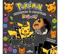 Pokémon - Masques à gratter - Halloween - Pochette avec 8 masques à gratter, un bâtonnet et un grand élastique - Dès 6 ans