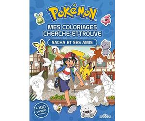 Pokémon Mes coloriages cherche-et-trouve Sacha et ses amis Avec des stickers Dès 5 ans