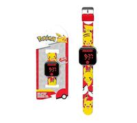 Pokémon Montre Numérique LED, Montre pour Enfants avec Bracelet Ajustable, Affichage de L'heure et de la Date, Cadeau pour Garçons (Rouge)