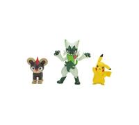 Jazwares Pack de 3 Figurines de Combat Pokémon – Hélionceau et Pikachu 5 cm, Matourgeon 7,5 cm