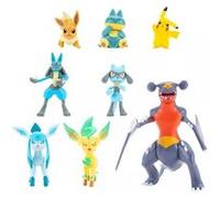 Pokémon Figurine Jouet 8Pack Figurine 5-11 cm - Garchomp, Pikachu, Eevee, Lucario, Riolu, Munchlax, Glaceon & Leafeon - Nouveau 2023 - Officielle Jouet