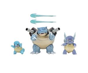 Pokémon- Pack Combat PKW Select Evolution Lot de 3 Figurines Squirtle de 5,1 cm, Wartortle de 7,6 cm et Blastoise Battle de 11,4 cm - Détails Authentiques, PKW2773