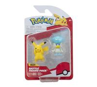 Pokémon Pack de 2 Figurines de Combat Premier Partenaire - Figurines de Combat Coiffeton et Pikachu de 5 cm avec détails Authentiques
