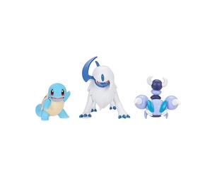 Pokémon Pack de 3 Figurines de Combat Comprend Les Figurines de Combat Carapuce et Rapion de 5 cm et Absol de 7,5 cm