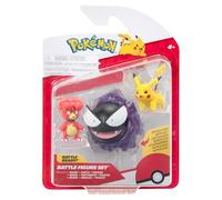 Pokémon Pack de 3 Figurines de Combat Comprend Les Figurines de Combat Pikachu et Magby de 5 cm et Fantominus de 7,5 cm
