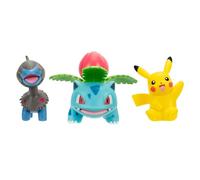 Pokémon Pack de 3 Figurines de Combat Pikachu, Solochi, Herbizarre | Comprend les figurines de combat Pikachu et Solochi de 5 cm et Herbizarre de 7,5 cm