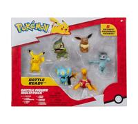 Pokémon Pack de 6 figurines de combat – 5 cm : Pikachu, Caratroc, Coupenotte, Lixy, Évoli, Machoc