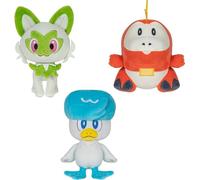 Pokémon Paldea First Partner Lot de 3 peluches Pokémon de 20,3 cm de Fuecoco, Quaxly et Sprigatito