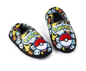 Pokémon Pantoufle Enfants Garçon Fille Motif Pikachu Pokeball, Chausson Confort Chaud Hiver Doublure Super Douce Polaire, Semelle Antidérapante, Petit Cadeau pour Garçon Fille Ado (35.5/36 EU) - 3 UK