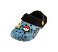 Pokémon Pantoufles pour enfants - Garçons Filles Doublées de Fourrure avec Breloques Pikachu Bulbasaur, Noir , 30 EU