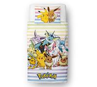 Pokemon Parure de lit Simple sous Licence Officielle | Parure de lit réversible des Deux côtés avec taie d'oreiller Assortie | Character World Brands | Polycoton