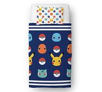 Pokemon Parure de lit Simple sous Licence Officielle | Parure de lit Simple réversible avec Motif Pikachu et taie d'oreiller Assortie | Character World Brands