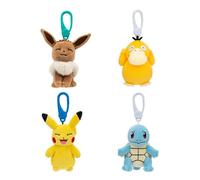 Pokémon Peluche à clip 10 cm - Pikachu, Eevee, Squirtle, Psyduck - Jouet officiel Pokémon bouché pour enfants 2+