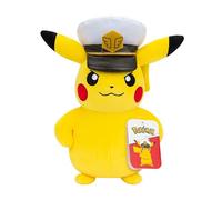 Pokémon Peluche Captain Pikachu Peluche Douce de 20 cm avec la Casquette de Captain et des détails Authentiques