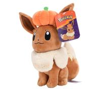 Pokémon Peluche Évoli avec citrouille - 20,3 cm - Avec accessoire unique