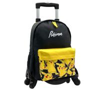 Pokemon Pikachu Americana Sac à dos scolaire adaptable + chariot Toybags avec 4 roues rotatives, unisexe, pour enfants, noir, grand format, Noir, L