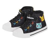 Pokemon Pikachu Baskets montantes en toile avec fermeture éclair pour enfants, Noir , 34 EU