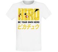 Pokémon Pikachu - Be Your Own Hero Homme T-Shirt Manches Courtes Blanc XL