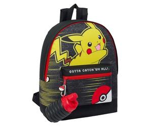 Pokémon Pikachu Catch 'Em All Roxy Sac à dos avec bouteille d'eau pliable, licence officielle, 39 x 31 x 12 cm, polyester durable, bretelles rembourrées réglables, hydratation en déplacement, pour