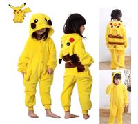 Pokemon Pikachu chaud flanelle Homewear enfants automne et hiver doux Onesie Cosplay Animal à capuche pyjamas Parent-enfant vêtements de nuit pour filles 1set Pajamas