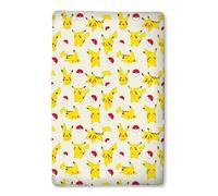 Pokemon Pikachu Drap-housse simple 100 % coton Multi/jaune/blanc | Drap de lit pour chambre d'enfant, poses amusantes, imprimé Poke Ball