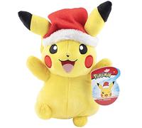 Pokémon Pikachu en peluche Pikachu de 20,3 cm avec accessoire de chapeau de Père Noël - Sous licence officielle - Génération 1 - Jouet en peluche - Cadeau de Noël pour enfants, garçons, filles - 2 ans