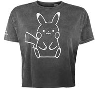 Pokémon Pikachu Femme T-Shirt Manches Courtes Gris 100% Coton Large