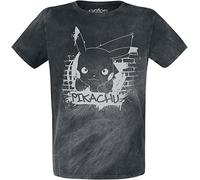 Pokémon Pikachu - Graffiti Unisexe T-Shirt Manches Courtes Noir 100% Coton Regular/Coupe Standard