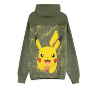 Pokémon Pikachu Homme Sweat-Shirt zippé à Capuche Olive S 100% Polyester Regular/Coupe Standard