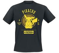Pokémon Pikachu Homme T-Shirt Manches Courtes Noir L 100% Coton Regular/Coupe Standard