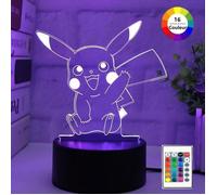 Pokemon Pikachu Lampe de nuit Décorer Veilleuse Lampe de chevet LED télécommande Touchez pour changer de couleur 16 couleurs