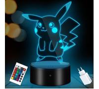 Pokemon Pikachu Lampe de nuit / Lampe de chevet LED / télécommande Touchez pour changer de couleur 16 couleurs Prise USB