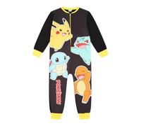 Pokemon Pikachu Pyjama en polaire noir tout-en-un pour garçons et filles, Noir , 8-9 ans