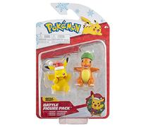 Pokemon PKW2486 - Lot de Figurines de Bataille d'hiver - Pikachu et Glumanda - Figurines Officielles, 5 cm chacune